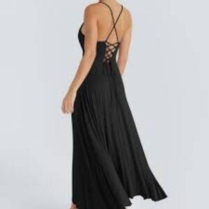 50-NWT HALARA LACE UP MAXI DRESS WITH SIDE SLIT